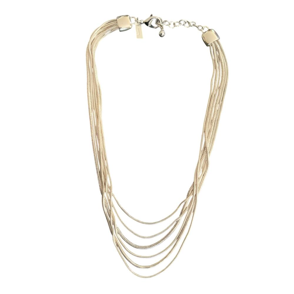 The Limited Silver Tone Multi Strand Chain Layered Necklace Adjustable 17-20"